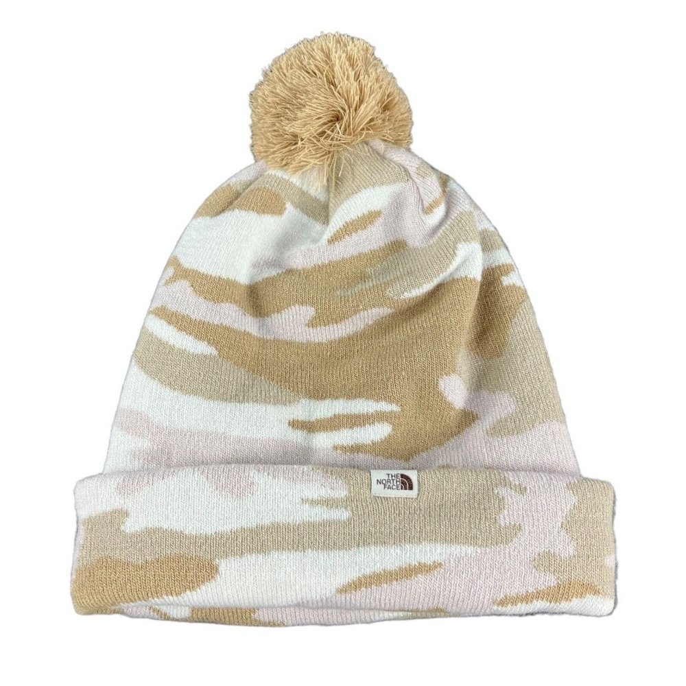 The North Face Adult Ski Tuke Tan Camo Pom Beanie Size OS